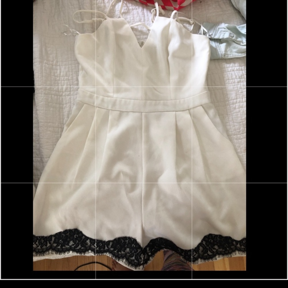 Jealous Tomato White Romper with lace accent M